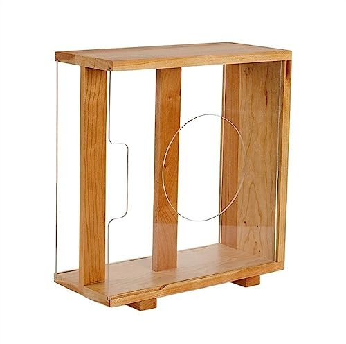 GCCSSBXF Vinyl Record Storage Rack - Solid Wood Frame LP Record Storage Holder, Vintage Album Box with Dovetail Tenon Process, Cube Design