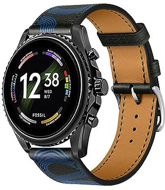 Cuir Bracelets de Remplacement pour Fossil GEN 6 44mm/Gen 5E 44mm/GEN 5 Carlyle julianna, Bracelet de Cuir Véritable Remplacement Compatible avec Fossil GEN 6 44mm/Gen 5E 44mm (22)