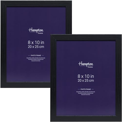 Hampton Frames | OXFORD Picture Frame Set, 8x10 Inch, Black, Acrylic (Non-Glass), Pack of 2 | Lightweight, Shatter-Resistant, Easy Display | For Photos, Home or Office Decor