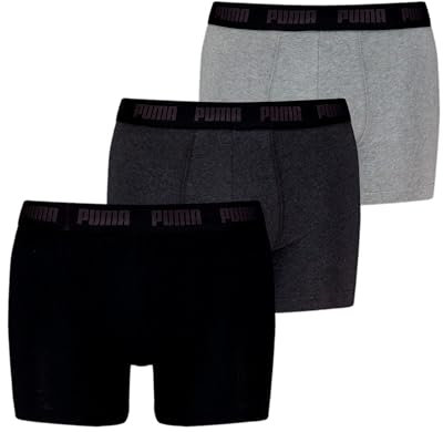 PUMA Boxer Boxershorts Men Herren Everyday Unterhose Unterwäsche 3er Pack, Farbe:Black/Grey, Bekleidungsgröße:S