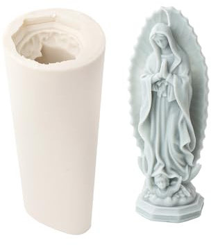 JS MOLD Stampo in silicone 3D per candele, motivo: Santa Maria, 3D, Madonna Maria, Madonna di Dio, in resina epossidica, per candele, statua, ornamenti artigianali (01#)