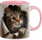 Trendation - Katze 3D Tasse Kaffee-Becher Geschenkidee Baby Katze Aus Wand Loch Becher Mit 3D Motiv (Rosa)