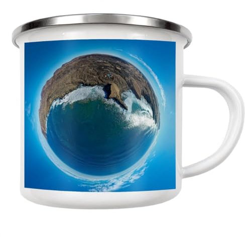 artboxONE Emaille Tasse Fuerteventura -Punta Guadalupe von Dienstleistungsdrohne.de - Emaille Becher Natur