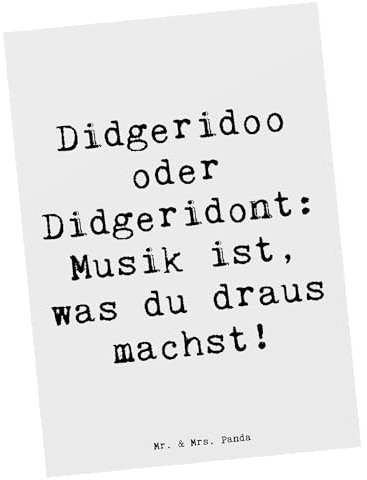 Mr. & Mrs. Panda Postkarte Spruch Didgeridoo Musik - Geschenk, musikalische Vielfalt, Einladung Geburtstag, Ansichtskarten, Musizieren, Kreativität,