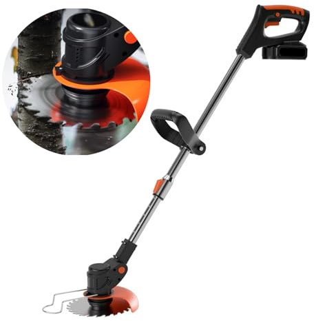 3-in-1 Electric Cordless Grass Strimmer, 500W weed sweeper, Portable Garden Grass Trimmer, with Blades & 2 Packs 1300mAh Battery for Garden Cleaning Weeds Flowers Trees black