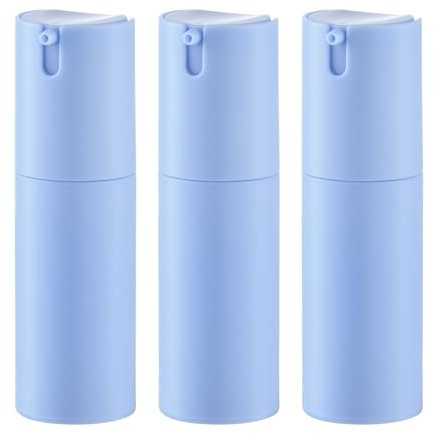 Lulupack Lot de 3 flacons à pompe airless de 30ml, conteneurs de lotion de voyage, conteneurs de soins de la peau pour crème hydratante (plastique, bleu mat)