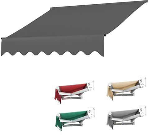 Markisenstoff Sonnenschutz Markisentuch for Markise Anthrazit 4x3m Wasserabweisend Reißfest Markisenbespannung Sonnenschutz Markisenstoff Markisentuch Markise Canvas (ohne Rahmen)(Gray,(16x13ft)5x4m)