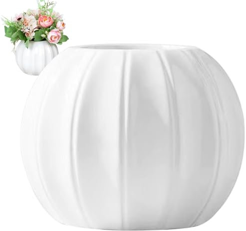 Keramikkürbisvase, 4,5 Zoll hohes Kürbis -Pflanzer, einzigartiger Mini -Pflanzen -Topf, getrocknete Blumenarrangement Vase Decor für Herbst Thanksgiving Halloween (weiß) für Zuhause