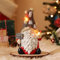 Lewondr Weihnachten Zwerge Statue, Weihnachtsfigur mit LED Lampe & Holzschild & Vögeln, 20,5 cm Weihnachtsdeko Harz Statue Zierschmuck Tischdeko Deko Weihnachten Familie Freunde