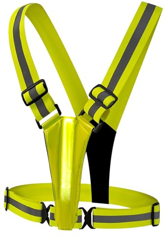 TRIXES Unisex LED verstellbare Warnweste – Reflektierender Sicherheitsgurt – Fluoreszierendes Gelb
