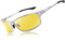 Bircenpro Nachtsichtbrille zum Fahren, Blendfreie HD-Al-Mg Metall Rahmen Nachtfahrbrille für Herren und Damen