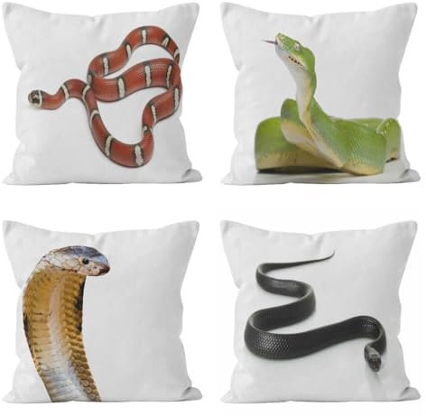 CEVAN Linen Kissenbezüge Draußen Kissenhülle Indisch Schlange Kissenbezüge Weiß Kissenbezug Landhaus Kissenbezüge Sofa Dekor 50x50cm,4Pcs