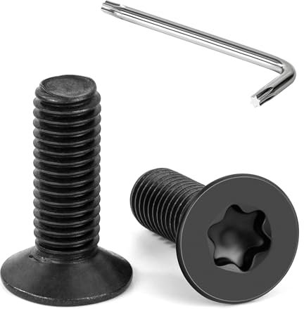 Tunejoy Vis à Tête Fraisée Torx M8 x 25 mm Noir Vis à Six Pans Creux en Acier Inoxydable A2 V2A à Tête Fraisée Métaux avec Clé T40 Filetage Complet 20 Pièces