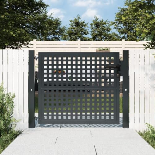 Brokky 154559 Garden Gate Anthracite 105x125 cm Steel Metal Garden Gates,Outdoor Fence Gate Galvanised Swing Gates Suit Garden Patio Or Terrace