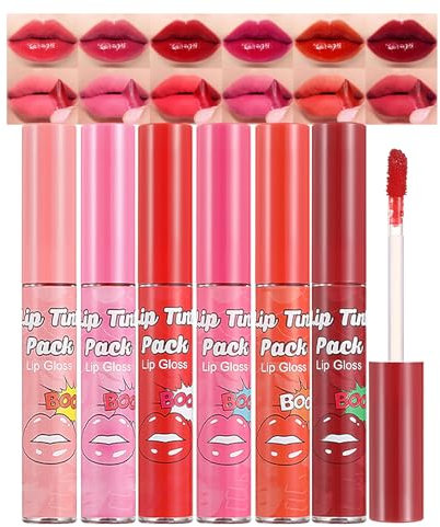 Peel Off Lip Stain Set, 6 Farben Lip Liner Stain mit Matte Finish, Lang anhaltend & Wasserfest Lip Tint, Hochpigmentiert Lipgloss Stay On All Day, Hochpigmentiert Lipliner Tattoo Abzieh-Lippenstift