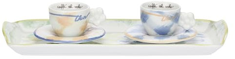 THUN Set 2 tazzine caffè con vassoio, porcellana, Collezione Giardino di Primavera, dimensione
