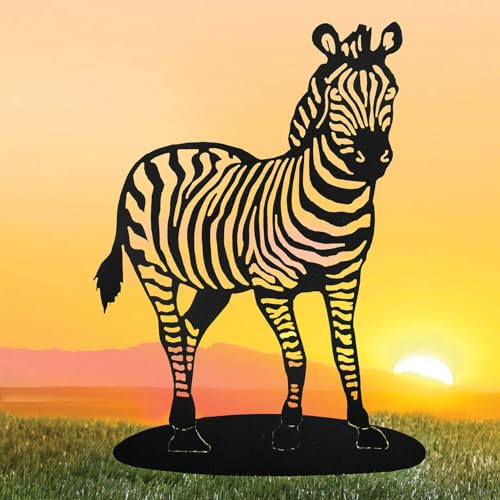 Coopers of Stortford - Zebra Silhouette Garden Stake - Black Powder-Coated Iron - Intricate Cut-Out Design - Easy Push-In Installation - Decorative Outdoor Lawn Art
