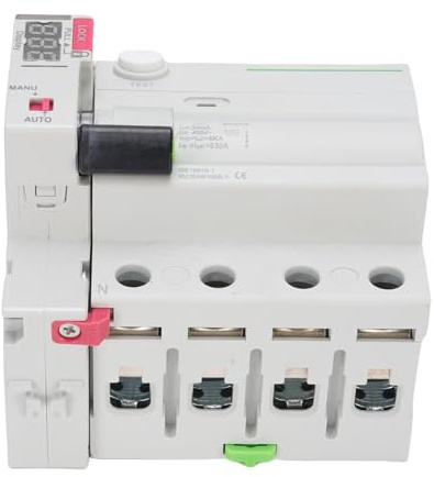 Plyisty Réinitialisation Automatique du Disjoncteur RCD RCD RCCB avec des Ports de Câblage Sécurisés pour les Bornes de Recharge de Véhicules électriques, Maintenance Facile (63A)