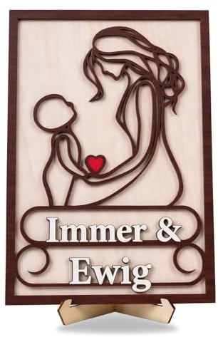 OuMaiFeng Muttertagsgeschenk,Mama Geschenk,Muttertag Ornament aus Holz mit Halterung,Schönes Geschenke für Mama von Tochter Sohn,Geburtstagsgeschenk für Mama