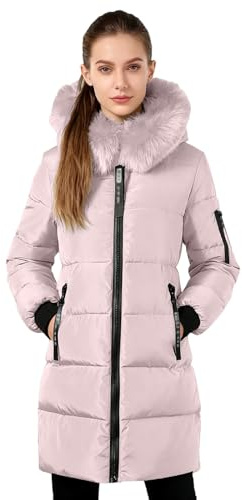 KODMNSW Wintermantel Damen Daunenjacken Winterjacke mit Fellkapuze Warme Parka Daunenmantel Steppmantel Lang Puffer Jacke Frauen Hybrid Jacke Winterparka Puffermantel Winter Jacket for Women