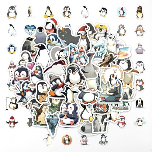 HAOXIZI 120 Stück Nette Pinguin Aufkleber, Tier Sticker Kinder, Kawaii Decals, artoon Tier wasserdichte Sticker, Niedlich Deko, für Scrapbook,Skateboard,Auto,Gepäck