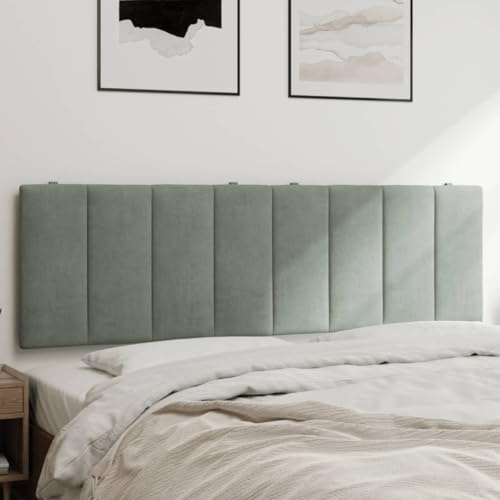 QJBSAVVA Kopfteil Kissen Hanko Hellgrau 160 cm Samt mit Schaumstoff Rückenlehne Wandpolster für Bett Easy Montage an Wand oder Bett kopfteil für Schlafzimmer