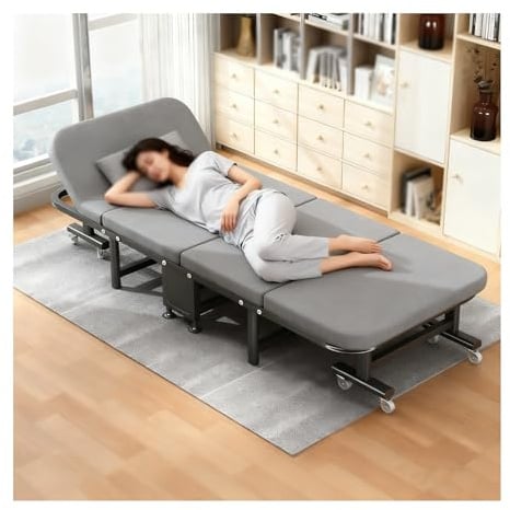 HUFIREHU GäStebett Klappbett Feldbett Relaxliege GäStebett Klappbar Feldbett Mit Matratze Camping Matratze Klappbare Matratze Geeignet FüR BüRoarbeit Und Nickerchen(Adjustable Model,190 * 60 * 30cm)
