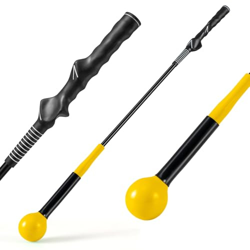COSTWAY Allenatore di Swing del Golf, Bastone da Allenamento per Riscaldamento con Testa Ponderata per Impugnatura, Correttore della Oscillazione del Golf per Uomini, Donne e Giovani (Giallo, 80 cm)