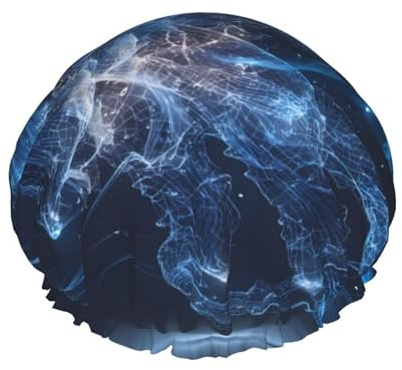 Sci-fi Jellyfish Double Layer Shower Cap for Women Waterproof and Durable Protects Hair During Bath, Beauty