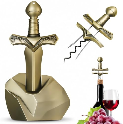 Cavatappi Ah So, Apribottiglie Spada Excalibur con Base, Cavatappi Vintage in Lega di Zinco per Vini Invecchiati & Tappi Fragili, Regalo Vino Uomo, Accessori Sommelier & Arredo Bar (Bronzo)