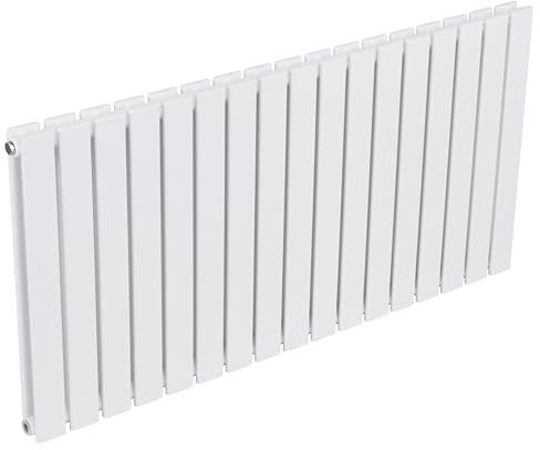 Baridi Horizontal Double Flat Panel Radiator 600 x 1190mm, 17 Fins, Efficient Heat Output, Central Heating, White – DH352
