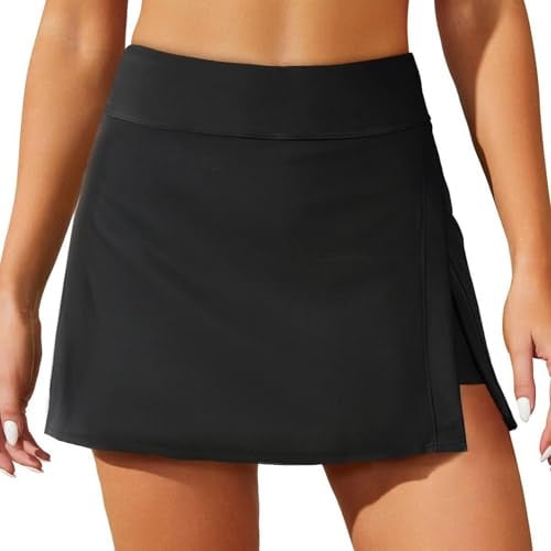 LXEASYGO Womens Swim Skirt with Shorts High Waist Skirted Bikini Bottoms Side Slit Tummy Control Swimming Skirts for Beach & Pool