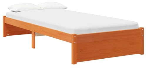 vidaXL Bettrahmen Massiv-Kiefer, Stylischer, robuster Holz-Bettrahmen, rechteckig, mit Latten, minimalistisch, funktionale Schlafzimmermöbel