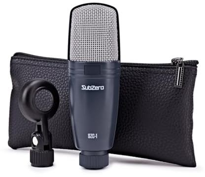 SubZero SZC-1 Large Diaphragm Condenser Microphone | Crystal clear vocals, focused cardioid pattern reduces background noise, handles up to 134dB SPL, mic clip and pouch included