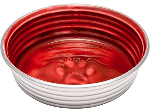 Loving Pets Le Bol Glazed Interior Stainless Steel Dog Bowl Non-Slip Dishwasher Safe Durable Pet Dish - Bordeaux - X-Small (275 ml)