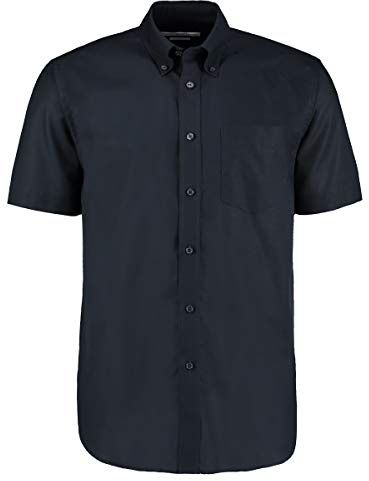 Kustom Kit Men's Men's Workwear Oxford Shirt (Short Sleeve) Regular Fit Plain Round Collar Short Sleeve Business Shirt, Blue (French Navy Kk-Fny-H), 19.5