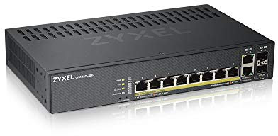 Zyxel Switch PoE + Smart Managed Ethernet Gigabit 8 porte con 130 Watt Budget e 2 porte Combo Gigabit e modalità Cloud ibrida, Garanzia a Vita [GS1920-8HPv2]