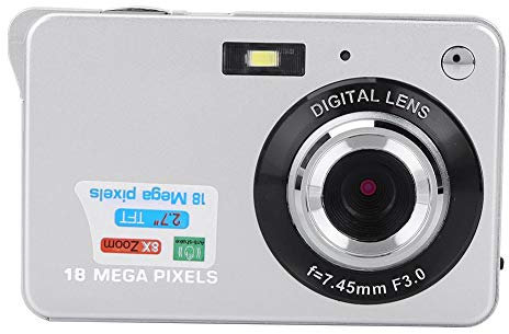 Digitalkamera,Tragbarer 8X Zoom 1080P HD 2,7 LCD Bildschirm 18MP 30fps Videokamera mit Mikrofon, für Jugendliche/Kinder/Anfänger/Erwachsene(Silber)