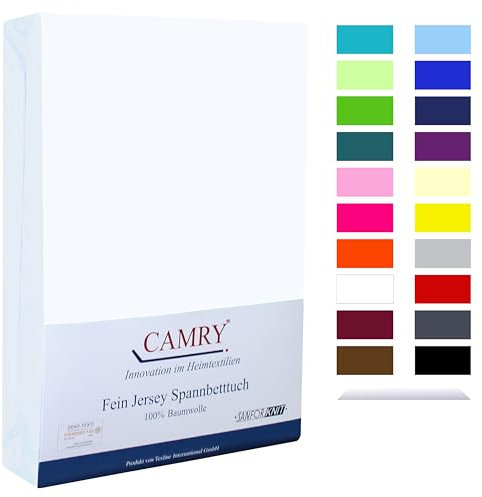 Camry Spannbettlaken 180x200cm - 200x200cm Weiss Baumwolle Bettlaken Jersey Spannbetttuch Oeko-Tex 100