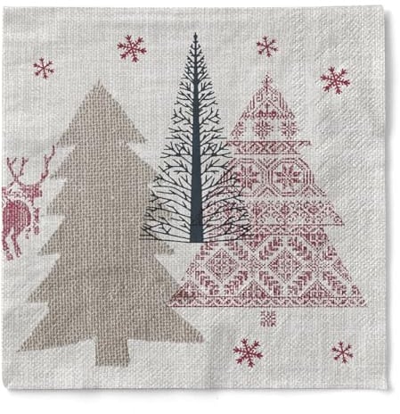 Mank GmbH Tissue Servietten 33x33 cm Premium Einweg-Serviette saugstark perfekt für Weihnachtsfeiern & Adventsfeiern Weihnachtsservietten 100 Stück Rudi