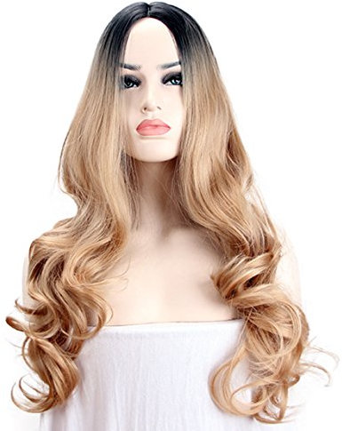 Damen Perücke Schwarz Braun Lang Gerade Perücke Natürlich für Anime Cosplay Kostümparty Halloween Karneval