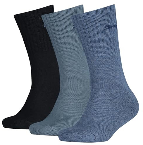 PUMA Unisex Kinder Socken (3er Pack), Denim Blue, 35-38 EU