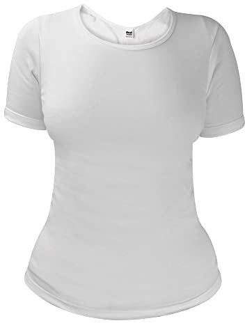 HEAT HOLDERS - Ladies Winter Warm Cotton Thermal Underwear Short Sleeve T Shirt Vest (12-14, White)
