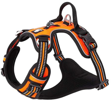 True Love Hundegeschirr, kein Ziehen, verstellbar, reflektierend, weiches Nylon, für kleine und große Haustiere, TLH56512 (XL, Orange)