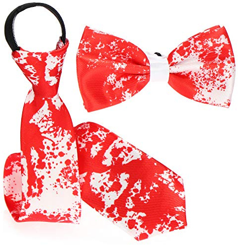 com-four® Halloween Krawatte & Fliege, Schlips und Schleife im Blut-Design | Halloweenkostüm unisex - Kostüm für Halloween - Fasching und Mottopartys