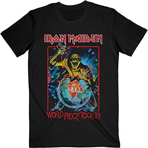 Iron Maiden World Piece Tour '84 V.1. Official Tee T-Shirt Mens Unisex (Small) Black