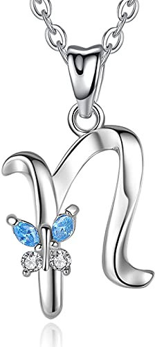 EUDORA Harmony Ball Kette mit Buchstaben N Ketten für Damen Sterling Silber 925 Halskette mit Namen Schmetterling kette mit Zirkonia Alphabet Initialen N Anhänger Schmuck für Frauen Mama Geschenk