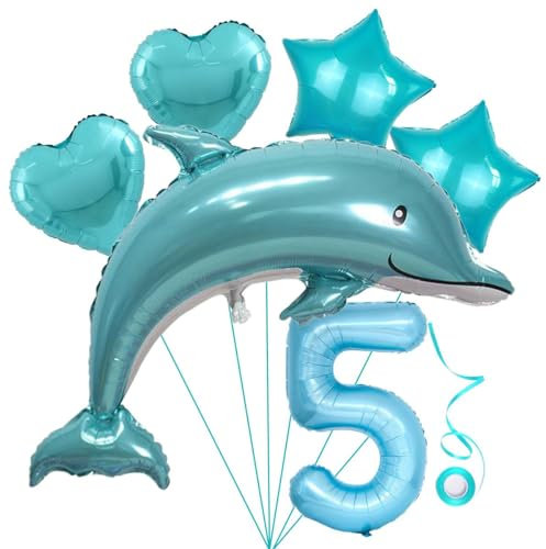 Delfin Blau Junge Folienballon 5.geburtstag Junge Blau Delfin Luftballon Set Xl Zahlen Ballon Zahl 5 Folienballon Meerestier Luftballons Numbers 5 Foil Balloon 5 Jahre Junge Sternfolie Luftballon