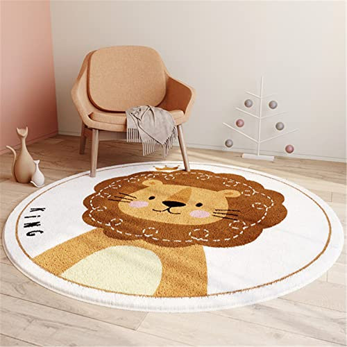 SWECOMZE Kinderzimmer Babymatte Weich Teppich Rund Babyzimmer Krabbeldecke rutschfest Spielmatte Baby Krabbelmatte Groß Kinderteppich Mädchen Jungen (Löwe 2#,80 * 80cm)