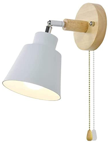 HUA5D Blanche Applique Murale Interieur Avec Interrupteur Tirette Design Moderne por Chambre Salon,E27 Applique Murale Vintage Retro Spots Muraux,Lampe De Lecture De Chevet,Rotation À 350 Degrés